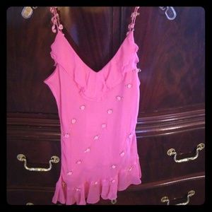 Pink camisole with pink roses